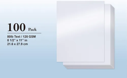 Vista 5 de Papel blanco brillante – Paquete de 100 papel metálico, 120 GSM, suministros de manualidades, boletos, invitación, papelería, uso de álbumes