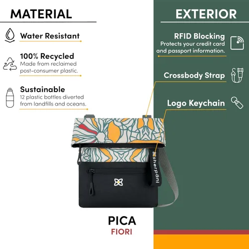 Vista 5 de Sherpani Pica, bolso cruzado pequeño, de nailon, bolso cruzado ligero, bolso cruzado para mujer, Fiori