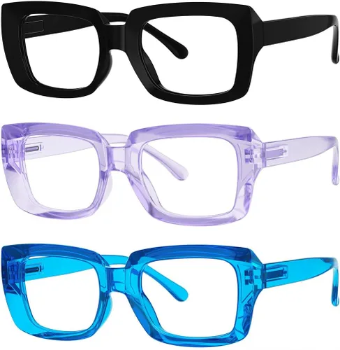 Vista 37 de Eyekepper - Juego de 4 gafas elegantes para mujer, anteojos cuadrados de gran tamaño para mujer