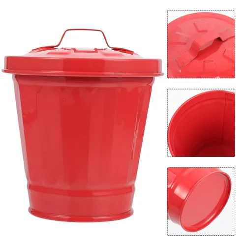 Vista 4 de ULTECHNOVO Mini cubo de basura de metal para escritorio, mini cubos de basura, dispensador de basura de escritorio con tapa y asa para baño, cocina