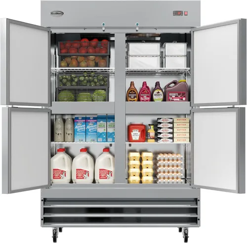 Vista 16 de KoolMore RIR-1D-SS12C Refrigerador comercial de acero inoxidable de entrada con una puerta de acceso para restaurante, café y almacenamiento