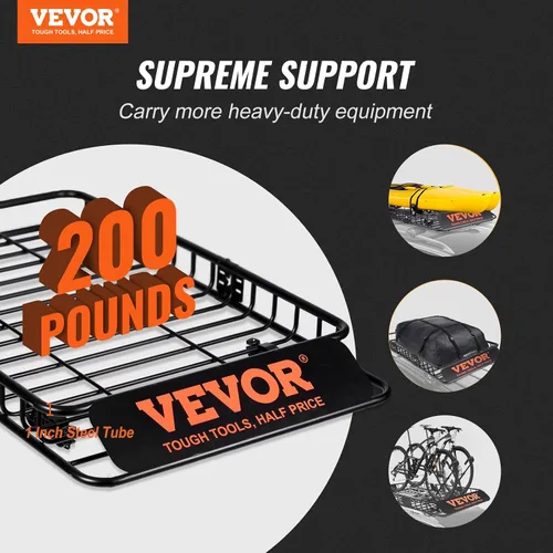 Vista 2 de VEVOR Cesta de Carga para Portaequipajes de Techo, 64" x 39" x 6" Transportador de Carga para Techo con Extensión, Acero Resistente de Servicio