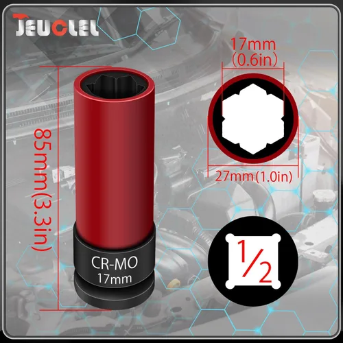 Vista 2 de Enchufe de extracción de tuerca de bloqueo de rueda de 0.669 in compatible con Mercedes Benz Serie S W221, extractor de tuercas de rueda antirrobo