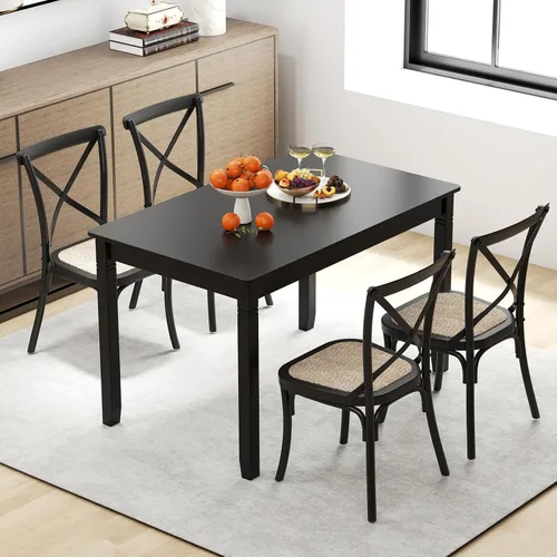 Vista 5 de Giantex Mesa de comedor para 4 personas, mesa de cocina de 48 x 29 pulgadas con patas de madera, carga de 330 libras, mesa de comedor rectangular