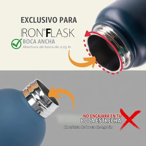 Vista 3 de IRON °FLASK Tapa de boquilla para botellas de agua de boca ancha, paquete de 2