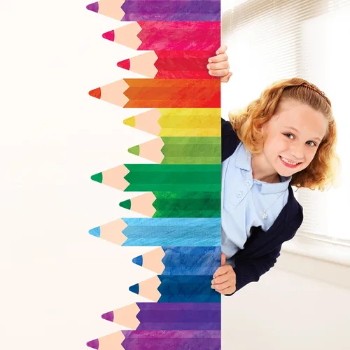 Vista 7 de Whaline 8 hojas de lápices de colores, calcomanías de pared, impermeables, lápices de acuarela, calcomanías educativas para despegar y pegar
