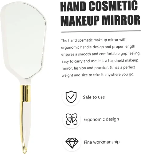 Vista 3 de Espejo de maquillaje de alta definición con mango de espejo a granel para niñas y mujeres
