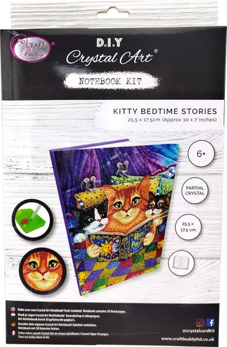 Vista 5 de Crystal Art Cuaderno de pintura de diamantes, kit de cuaderno para acostarse con gatitos, crea una funda brillante para cuaderno con cristales