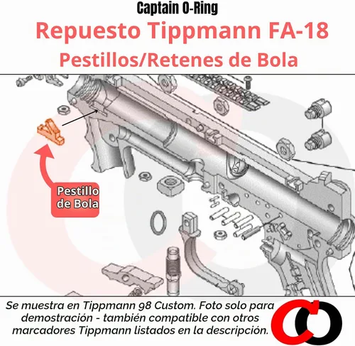 Vista 4 de Captain O-Ring – Pestillo de retención de bola de repuesto para Tippmann 98, A5, X7 FA-18 Ball Keeper (cantidad seleccionada)