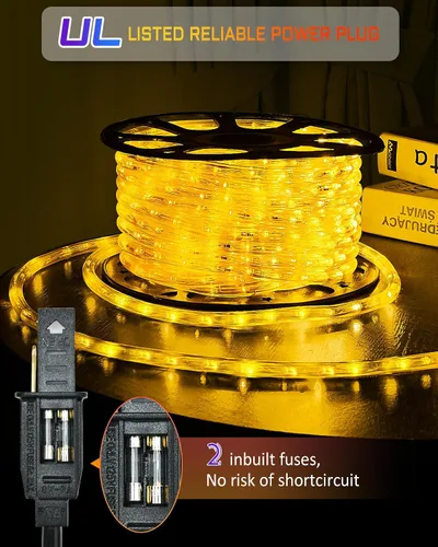 Vista 4 de Guirnalda de Luces para Exterior Impermeable de Navidad 100 pies 720 LED, Luces de Tubo Conectables Flexibles, Iluminación Decorativa de Cadena