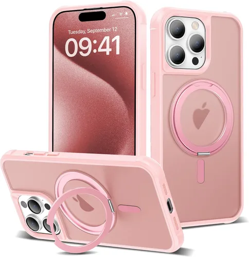 Vista 15 de Funda para iPhone 11 con soporte de anillo magnético giratorio de 360° [compatible con Mag-Safe] [Protección de grado militar] Funda translúcida