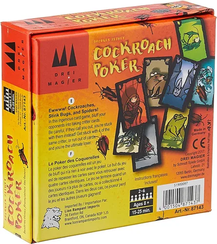 Vista 3 de Juego de fiesta de póquer de cucarachas Juego de cartas de estrategia de farol para adultos y niños A partir de 8 años 3-6 jugadores Tiempo