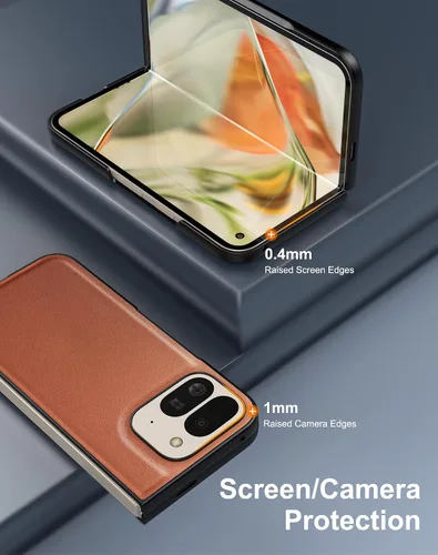 Vista 7 de Funda delgada de cuero para Pixel 9 Pro Fold (2024), sin protector de pantalla, soporte de carga inalámbrica, ultradelgada a prueba de golpes, funda