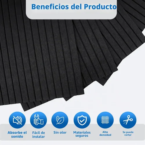 Vista 4 de Paquete de 4 paneles acústicos grandes, paneles de pared autoadhesivos insonorizados de 48 x 24 x 0.47 pulgadas, paneles de alta densidad a prueba