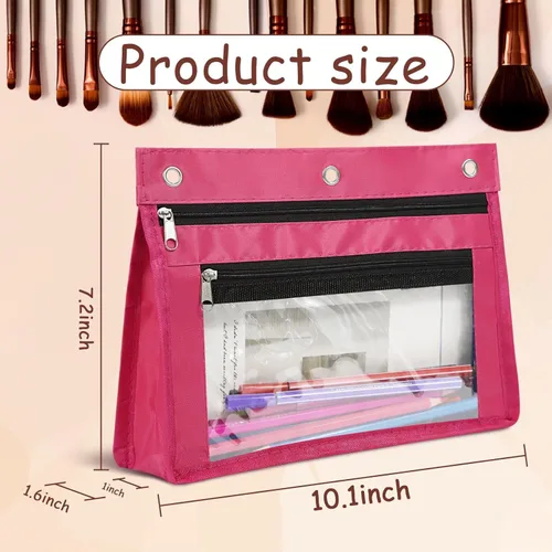 Vista 2 de YoeeJob Paquete de 24 bolsas para lápices para carpeta de 3 anillas, bolsas expandibles con cremallera, estuche de gran capacidad para bolígrafos