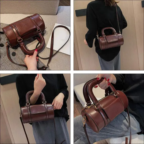 Vista 4 de ValiCLUD - Bolsa de moda para bolso retro con forma de cilindro Burdeos 482