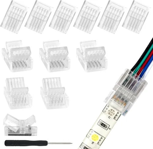 Vista 10 de VIPMOON 12 conectores de tira de luz LED sin soldadura de 3 pines de 0.315 in, conector rápido de tira a cable para tiras de luces LED WS2811 tira a