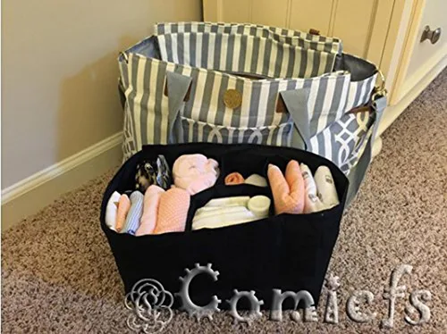 Vista 2 de Comicfs Organizador de inserción de bolsa de pañales para bebé (Dimensiones: 12 X 6.4 X 8 pulgadas, Negro)