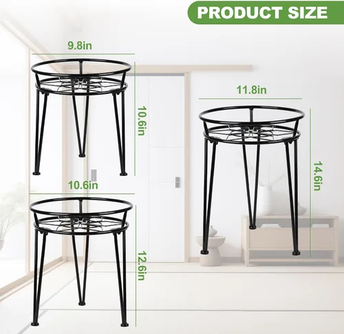 Vista 2 de Soporte de metal para plantas, soporte para plantas interiores y exteriores, flores metálicas inoxidables, soportes para plantas urbanas y rústicas