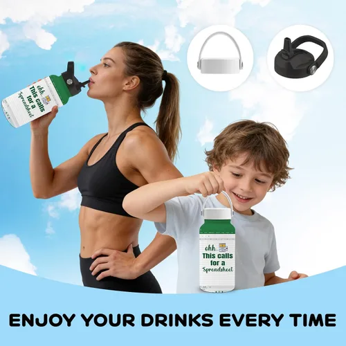 Vista 6 de Botella de agua de contabilidad de 25 onzas con tapa de popote y tapa de bebida directa, botellas de agua de acero inoxidable contables, botella