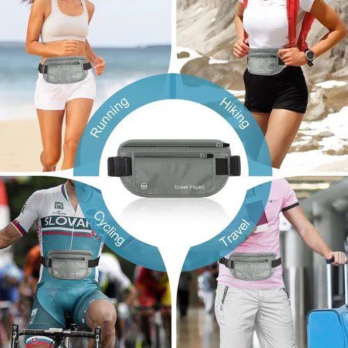 Vista 9 de travel inspira Cinturón de dinero de viaje, soporte delgado para pasaporte, bolsa de viaje con bloqueo RFID para proteger efectivo, tarjetas