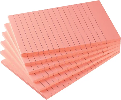 Vista 13 de Early Buy - Blocs de notas adhesivas con líneas 4x6, notas autoadhesivas de 6 colores brillantes, 6 blocs, 45 hojas/bloc