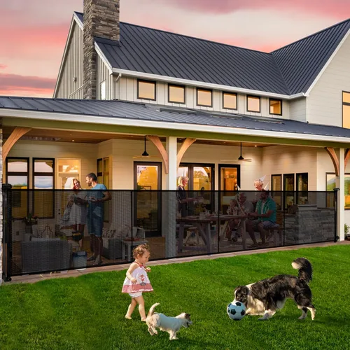 Vista 15 de Puertas retráctiles para bebés de 24 pulgadas de alto para pasar por encima, puertas cortas para perros, puerta para mascotas para cachorros