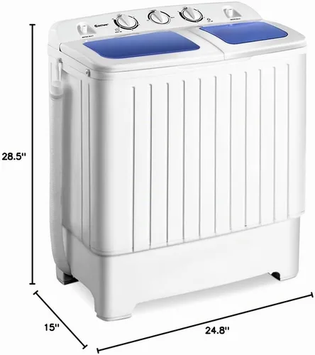 Vista 9 de Giantex Lavadora y secadora de centrifugado compacta y portátil con tambor con capacidad de 11 libras, 1 Unidad