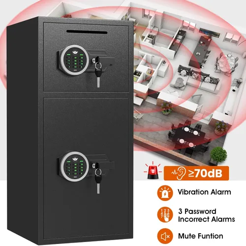Vista 7 de Caja fuerte de seguridad digital extra grande de 6.0 pies cúbicos, resistente al fuego, impermeable, con ranura para depósito, alarma antirrobo