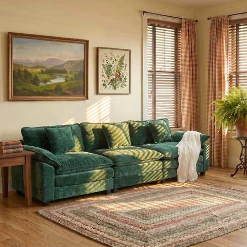 Vista 19 de Sofá modular modular de felpilla beige de 78 pulgadas para sala de estar, sofá modular de felpilla beige para sala de estar, sofás para sala