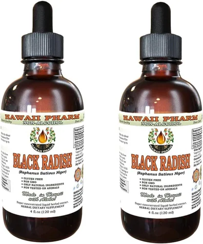 Vista 9 de Hawaii Pharm Extracto líquido de rábano negro sin alcohol, rábano negro (Raphanus Sativus Níger) suplemento herbario natural de glicerita de raíz
