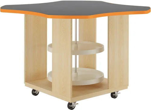 Vista 11 de Diversified Spaces Intermix - Estación de trabajo escolar de colaboración móvil, 48 x 48 x 30 pulgadas abierta con 2 tocadiscos Lazy Susan, parte