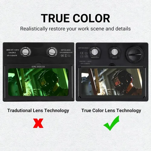 Vista 7 de Casco de soldadura oscurecimiento automático: DEKORPO Verdadero Color Solar Powered Auto Oscurecimiento Soldador Máscara Capucha Cascos