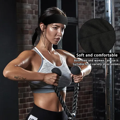 Vista 6 de Diademas de entrenamiento para mujeres y hombres, antideslizantes, diademas deportivas, bandas elásticas para el cabello, para yoga, correr
