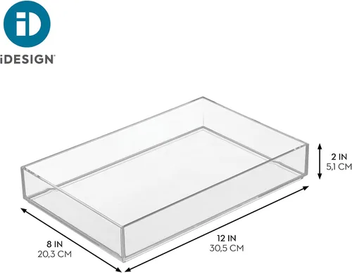 Vista 3 de Organizador Clarity de InterDesign para tocador, adecuado para cosméticos y productos de belleza, 8 x 12 x 2 pulgadas, transparente, Transparente