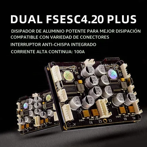 Vista 4 de FLIPSKY Dual FSESC 4.20 Plus (basado en ESC) con interruptor anti-parking Disipador de calor de aluminio anodizado integrado monopatín controlador