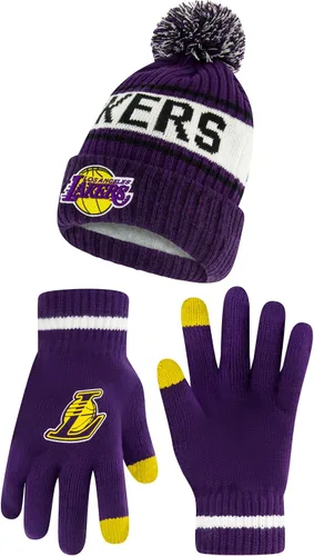 Vista 8 de Ultra Game NBA - Gorro de invierno súper suave para niños y niñas, con guantes de pantalla táctil extra cálidos
