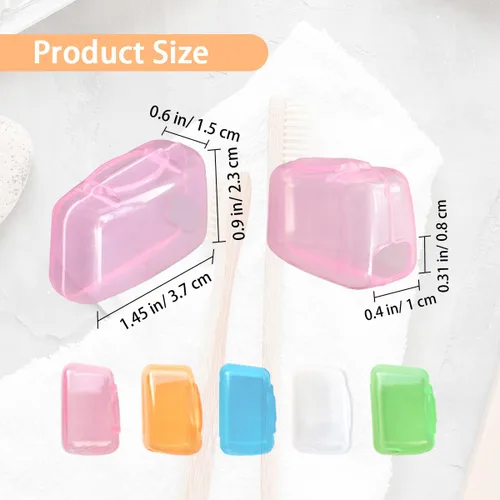 Vista 3 de 10 piezas de contenedores portátiles para cepillos de dientes de viaje, tapa de cepillo de dientes Tapas de cepillo de dientes convenientes