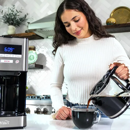 Vista 6 de VINCI RDT Elite - Cafetera giratoria con cabezal rociador Cafetera programable de 12 tazas con función Bloom y tecnología de dispersión rotativa