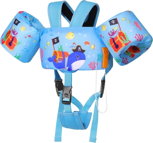 Vista 23 de Moko Banda de natación para niños de 20-30-50 libras, bonito chaleco de natación de dibujos animados para niños pequeños, flotadores de piscina