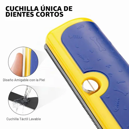 Vista 4 de Cepillo para perros para desprendimiento, pelo corto, azul y Azul y Amarillo