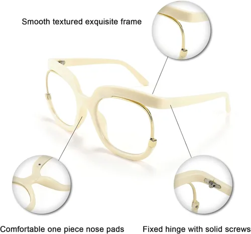 Vista 7 de FEISEDY Gafas ovaladas retro de gran tamaño sin receta marco elegante para mujeres B4090