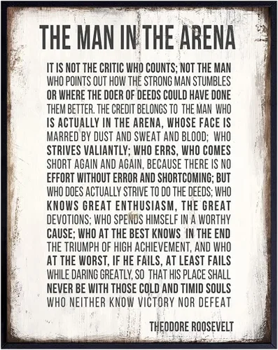 Vista 9 de Teddy Roosevelt Man in the Arena - Póster de pared con cita inspiradora, póster rústico de 8 x 10 pulgadas, para el hogar, dormitorio, oficina