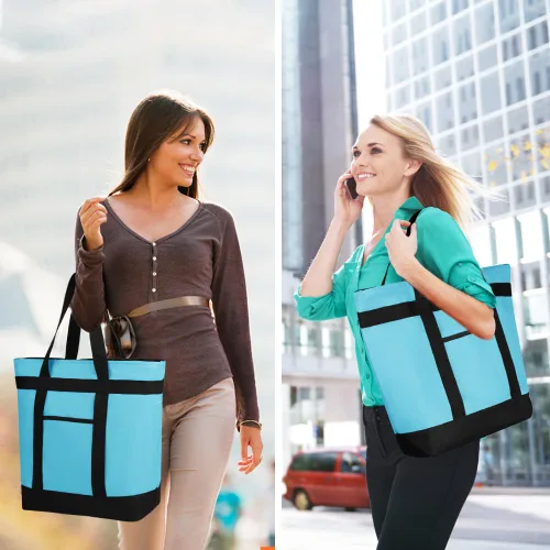 Vista 2 de Bolsa tote reutilizable aislada para compras de comestibles para mujeres/hombres, bolsa de entrega de pizza/comida para mantener los alimentos