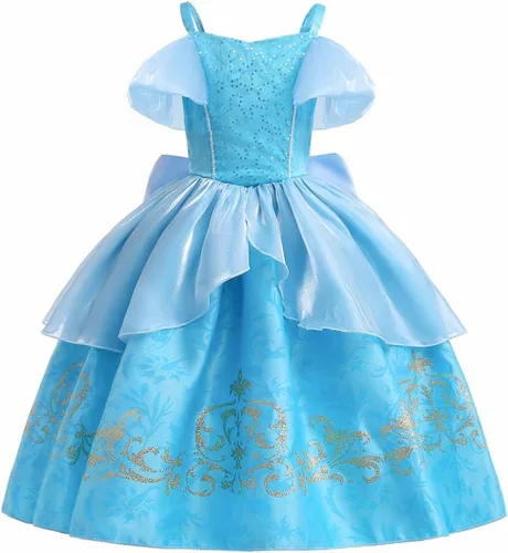 Vista 44 de Vestido de cumpleaños de princesa Cenicienta para niñas, disfraz de Halloween, concurso de Navidad, fiesta de baile con accesorios