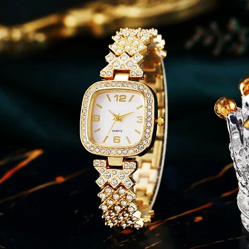 Vista 4 de ADSBIAOYE Reloj cuadrado de diamante vintage de lujo de moda reloj digital de cuarzo para mujer