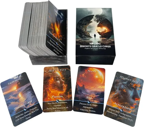 Vista 5 de Yin y Yang Tarjetas de Oráculo, Baraja de Oráculo de Conexión del Karma de 68 Tarjetas, Herramienta de Guía Espiritual para Principiantes