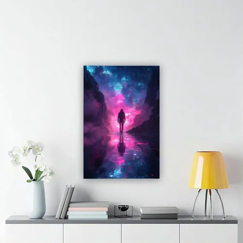 Vista 6 de XAHOR Synthwave Surreal Landscape Canvas – Neon Digital Art for Tech Lovers – Vaporwave Wall Poster Canvas Wall Art Print Poster For Home School