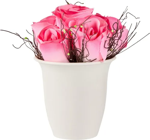 Vista 11 de Restaurantware - Orquídeas artificiales de 4 x 14 pulgadas, 12 orquídeas falsas en maceta, 5 flores, uso como centro de mesa, decoración del hogar u