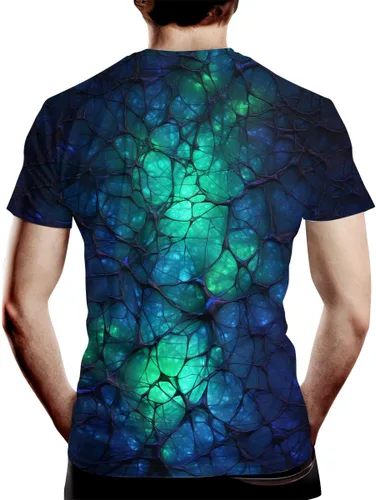 Vista 4 de Camisetas de ciencia ficción biotecnológica para hombre, estampado 3D, camiseta de red neuronal abstracta Y2K Cyberpunk Streetwear
